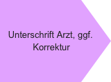 Unterschrift Arzt, ggf. Korrektur